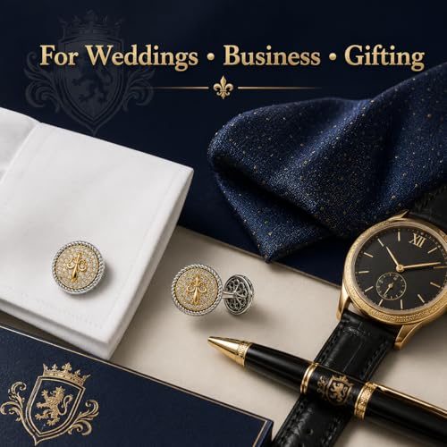 Cuff Links Mens, Cufflinks for Men, Men's Cuff Links for Wedding, Business, Father's Day, Gift for Men, 18K Gold Plated with Luxury Wooden Gift Box - style: Eye of the Storm