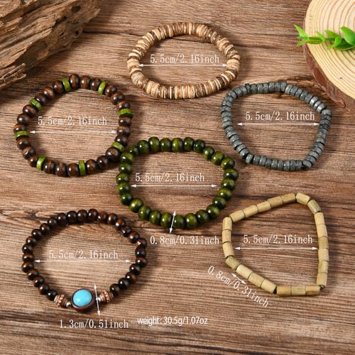 Vintage Stackable Bead Bracelet Set For Men Women Handmade Bohemian Style Multilayer Adjustable Elastic Bead Bracelet Fashion Punk Jewerly Gift - style: Style 2