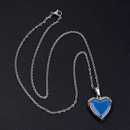 Temperature Sensing Color Changing Pendant Necklace Love Heart Butterfly Turtle Dolphin Moon Star Mood Necklace for Girl Women Gift - color: Love Heart Locket