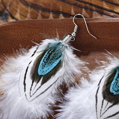lureme Bohemian Style Boho Multicolor Pheasant Feathers Dangle Earrings for Women (er006359) - color: Multicolor