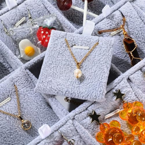 2 Pcs 24 Grid Stackable Jewelry Organizer Tray with Removable Dividers Ice Velvet Jewelry Display Showcase Tray for Necklace Earring Ring Bracelet Holder (Gray Velvet) - color: Gray Velvet