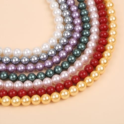Pearl Necklaces for Women,8mm Pearl Necklace and Earring Bracelet Jewelry Set for Women Men Wedding Birthday Valentine Christmas Day Gifts - color: Pink