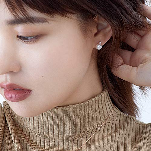 Han han Pearl Stud Earrings for Women 925 Sterling Silver, Pearl Jewelry Gift for Women 8MM-13MM - style: B-Small Pearl Studs 8mm