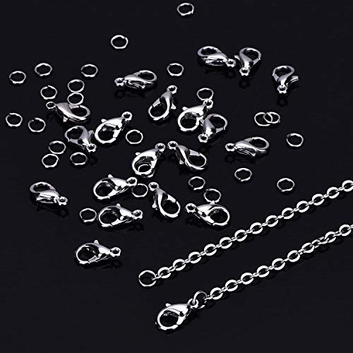 33 Feet Necklace Chains Stainless Steel DIY Link Chain Necklaces with 20 Lobster Clasps and 30 Jump Rings for Jewelry Making (2 mm Wide) - size: 2.0 mm Wide