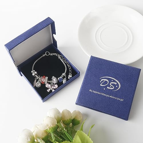 DS Charm Bracelets for Girls Adjustable Silver Stainless Steel Gift Box | Cute Cartoon Charms,Friendship Jewelry,Birthday Gifts,Teen Kid Fit, Tarnish Resistant,Stackable Trendy Daily Wear - style: Silver-butterfly 2