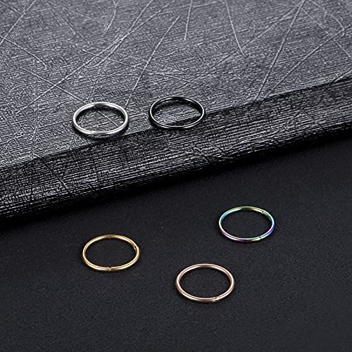 Aumeo 14G 16G 18G 20G Nose Ring Hoop Stainless Steel Hinged Segment Rings Hoops Nose Clicker Ring Tragus Helix Cartilage Daith Rook Earring Piercing Jewelry for Women Men - style: 5pcs 18g 10mm mixed colors