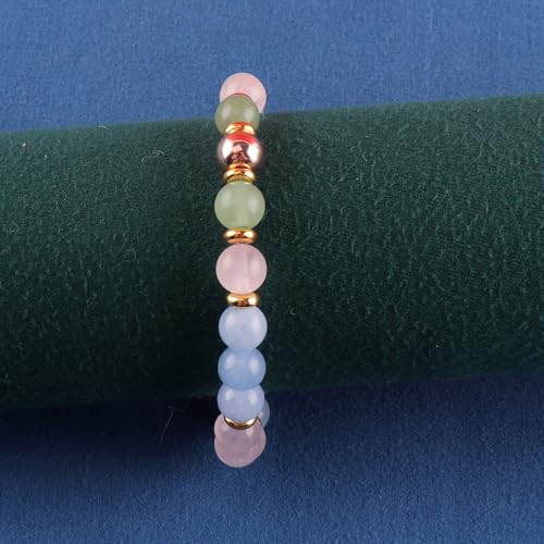 KSQS Healing Stone Bead Bracelet for Women, Natural Gemstones Balance Protection Bracelet, Spiritual Crystal Beads Bracelet Anxiety Relief with Meaning Card - color: Bestie