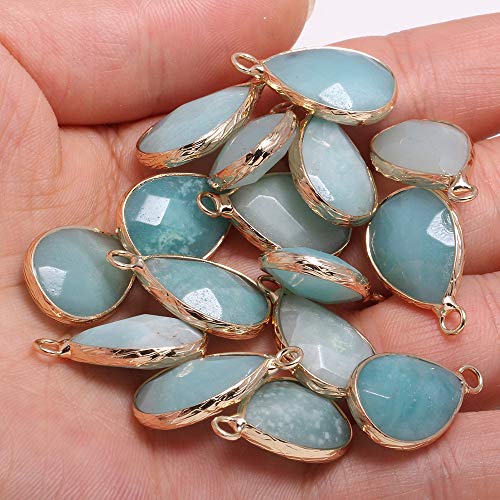Natural Stone Pendants, Waterdrop Shape Faceted Amazonite Stone Chakra Healing semi Gemstone Pendant for Necklace Bracelet Jewelry Craft Making 14x22mm 10 Pcs
