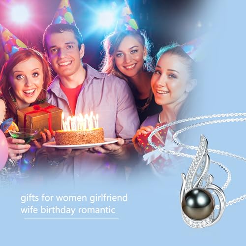 NONNYL Necklace Gifts for Women-Mothers Day Gift for Mom Her Wife Coules Girlfriend-Gifts for Wife Women Wedding Birthday Anniversary Jewelry, Christmas Day Valentine's Gift, Pearl Necklaces - color: Tahitian Black Pearl Necklace