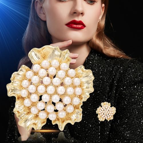 Brooches and Pins for Women Elegant Flower Pearl Brooches Costume Broches Jewelry Lady Christmas Pin for Women - style: GD-1836