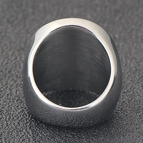 MYNENEY Stainless Steel Round Shape Classical Simple Plain Wedding Engagement Statement Pinky Band Signet Rings for Men Women Size 4-15 - color: Men Size Silver