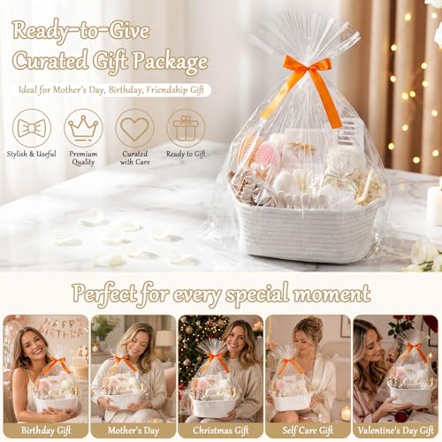 20 Pcs Gift Basket for Women Hair Care Pack Includes Self Care Beauty Set Hair brush Set for Women, Mom Friend Sister Wife Grandma Girlfriend Daughter (White) - color: White