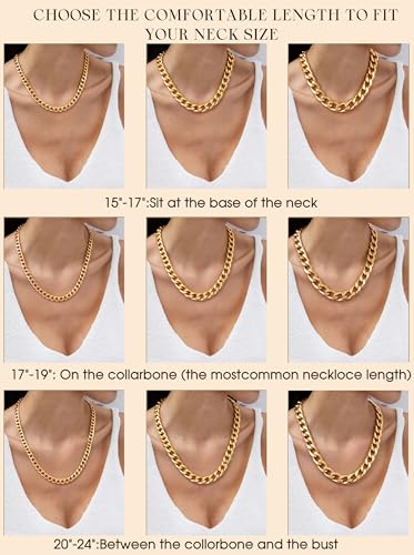 sailimue Chunky Gold Necklace Stainless Steel Cuban Chain for Women Men | Heavy-Duty Hypoallergenic 18K Gold Plated Thick Choker Link Chain Necklaces Non Tarnish Statement Jewelry Gift 9/13/15mm - color: Gold