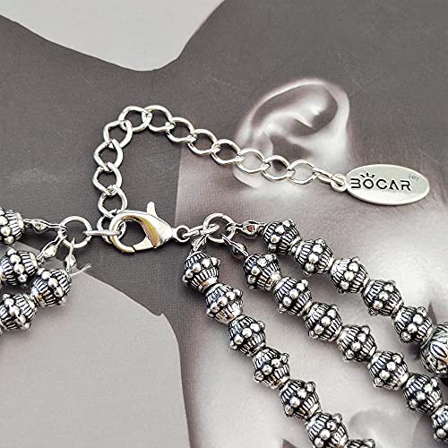 Bocar 3 Layer Chunky Statement Beaded Necklace and Earrings Set, Fashion Multi Layer Women Collar Necklace Jewelry Set - color: Lavender Gray