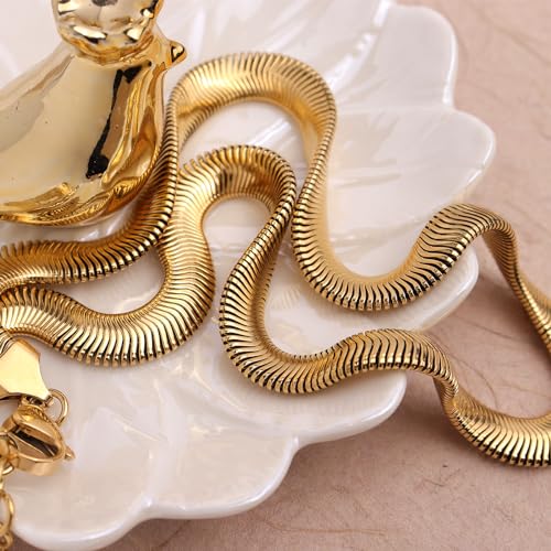 Jean Beau Gold Choker Necklace for Women, Simple 18K Gold Plated Adjustable Link Chain Prom Jewelry Gifts - color: Gold snake