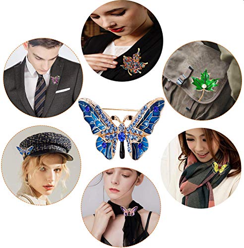 seven wolves Brooches for Women Austria Crystal Brooch Pins Rhinestones Brooches Daily Wearing Breastpin with Boxes - color: Blue 2