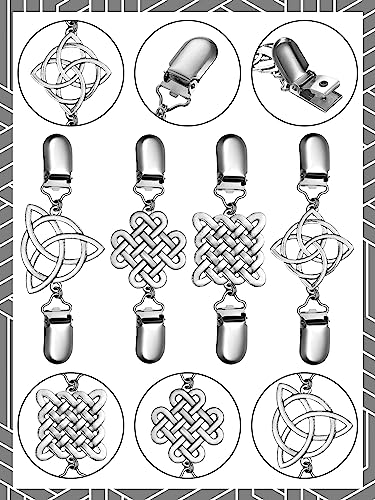Jetec 4 Pieces Vintage Sweater Shawl Clips Retro Cardigan Collar Dress Shirt Brooch Clips for Women Wearing, 4 Styles - style: Simple Style