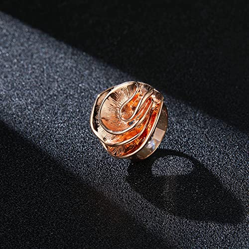 Mytys Cocktail Rings for Women Fashion 18K Gold Plated & Silver Flower Statement Ring Wedding Engagement Party Jewelry Gift - color: Rose Gold