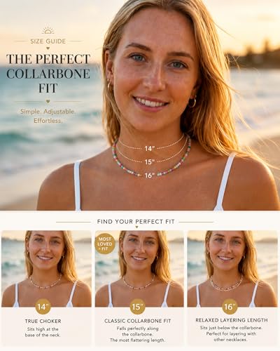 Natural Heishi Gemstone Choker Necklace for Women, Adjustable 15"+2" Beaded Layering Necklace, Coastal Beach Jewelry Gift for Her - color: Colorful Gemstone