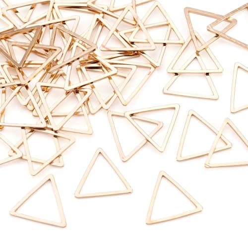 Elecrelive 50Pcs Light Gold Linking Rings Triangle Hollow Frame Charms | Metal Link Charms Frames Connectors Pendant for Earrings Bracelet Necklace Jewelry Making - color: Light Gold