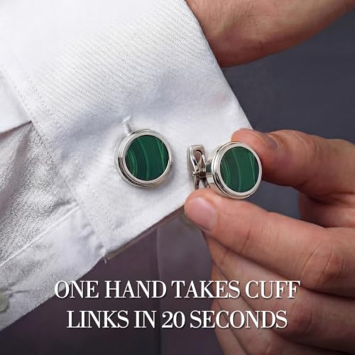 Cufflinks for Men, Stainless Steel Tuxedo Cuff Links Classic | Stainless Steel, 0.5 inch Lead-Free and Nickel-Free, groom Wedding Business Party, Gift for boyfriend Husband father - color: Green