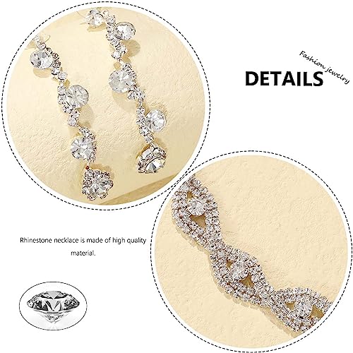 Sixexey Rhinestone Jewelry Set Sparkly Prom Jewelry Necklace for Women | Silver Jewelry Wedding Necklace Jewelry Accessories for Women