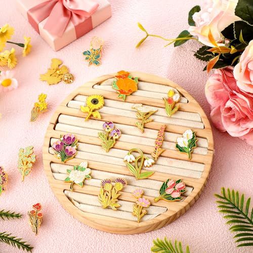 Tondiamo 24/54 Pcs Flower Alloy Enamel Pins Floral Brooch Lapel Pin for Spring Birthday Party Favor Women Jewelry Gift - style: Wildflower
