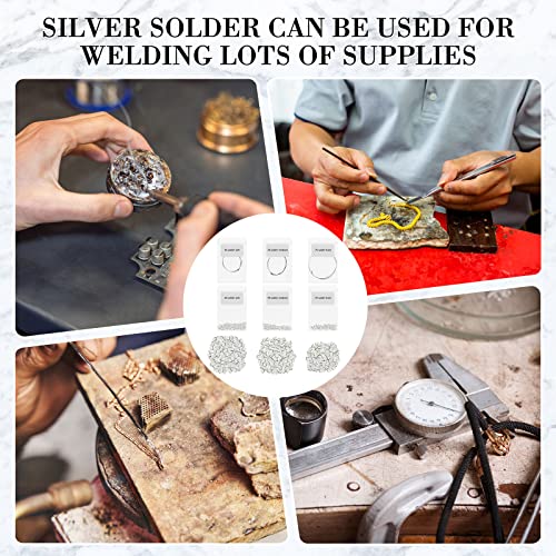 Sadnyy 330 Pcs 3 Grams Silver Jewelry Solder Chip and 3 Pcs Soft Medium Hard Silver Solder Wires, Ultra Tiny Medium Density Precut Chips Easy Welding Equipment for Jewelry Making 2 x 2 mm (E, M, H) - color: Silver