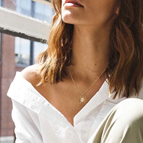 MTMY Gold Moon Pendant Necklace for Women,14K Gold Plated Dainty Chain Crescent Moon Sun Star Necklace Jewelry - style: sun