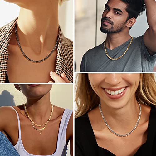 Men Cuban Chain Necklace for Men Stainless Steel 5mm Link Chain Women Dainty Necklace Gold/Silver/Black Plated Statement Jewelry 18/20/22/24/26/28/30 Inch - color: 5mm-Black Cuban Chain, size: Length 18 Inch