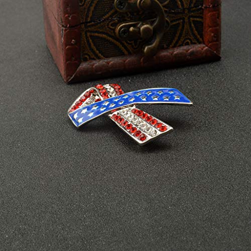 Premium Handmade Enamel Lapel Pin Brooch Badge - color: American Flag Ribbon, size: 1 Pin