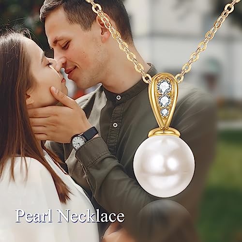 KECHO 14k Gold Pearl Necklace for Women, Freshwater Pearl Pendant Jewelry Wedding Anniversary Birthday Gifts for Her - style: A-Pearl Necklace