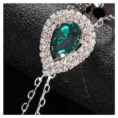 Rhinestone Green Heart Neck Chain Festival Rave Long Body Chain Necklace Summer Crystal Harness Body Chain Rhinestone Waist Belly Chain Jewelry for Women Men