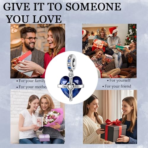 Birthstone Charms 925 Sterling Silver Heart Charms for Bracelets and Necklaces Birthday Day Christmas Gifts For Women - color: I-September