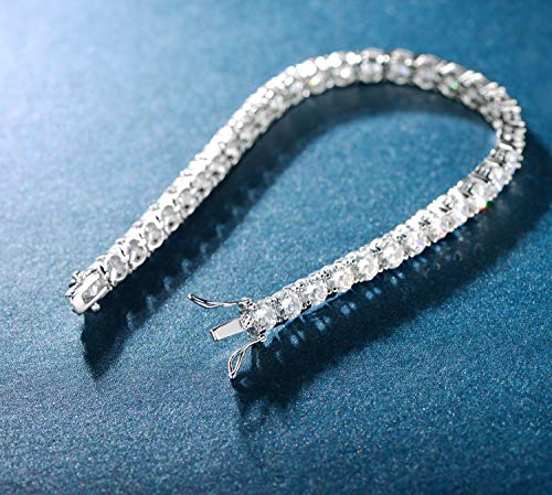 Tennis Bracelet for Women 3mm Cubic Zirconia 18K White Gold/Yellow Gold Plated - color: White Gold, size: 7mm