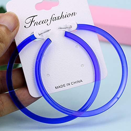 Colorful Big Hoop Earring Acrylic Open Large Hoop Earrings C Shape Trendy Chunky Earrings 80s 90s Retro Lightweight Statement Ear Jewelry Earring For Women - color: 70mm 6 Pairs