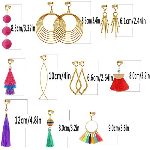 15 Pairs Gold Clip on Earrings for Women Fashion,Lightweight Fake Earrings Set - style: #4-Tassel earrings