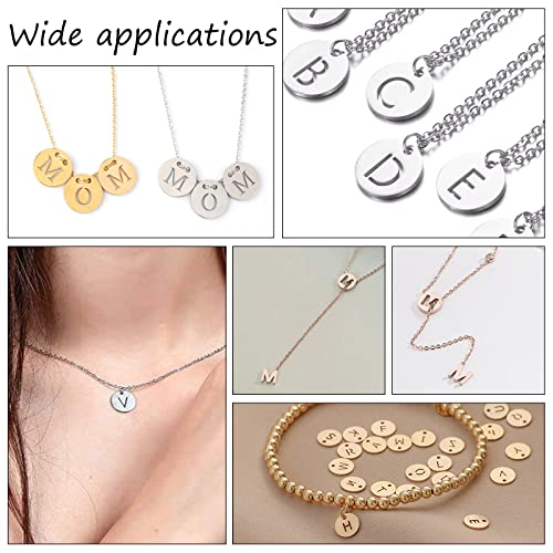 UNICRAFTALE 26pcs Flat Round with Letter Pendants 304 Stainless Steel Charms Letter A~Z Pendants for DIY Jewelry Making