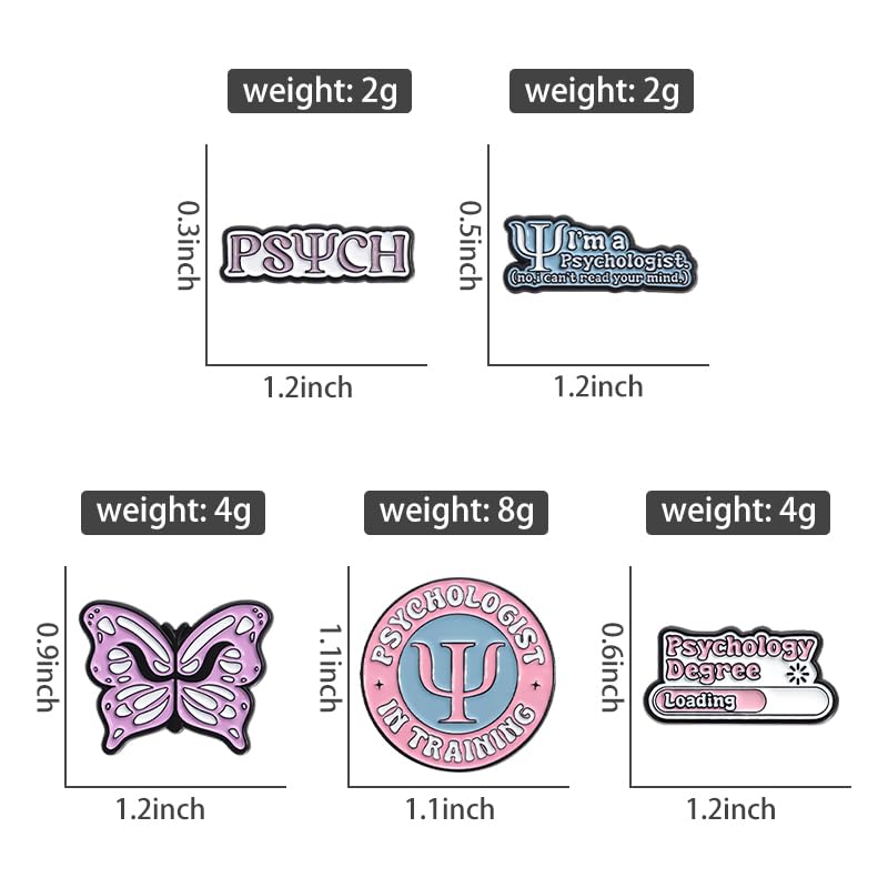 Cartoon Animal Enamel Brooch Set Cute Butterfly Duck Cat Lapel Pins for Backpacks Jacket Decoration Gifts for Friends - style: Psychology