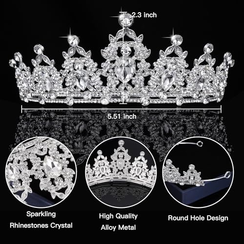 Kamirola - Queen Crown and Tiaras Princess Crown for Women Crystal Headbands for Bridal, Princess for Wedding and Party - color: Silver