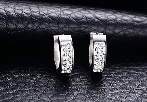 Stainless Steel Womens Mens Hoop Earrings Huggie Earrings CZ Piercings Hypoallergenic 18G (2pair Gold&Silver)