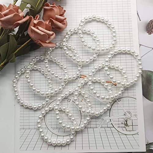MOZAKA 30 Pieces 6mm/8mm Faux White Pearl Bracelets for Women Stackable Stretch Beaded Bracelets Simulated Pearl Bracelet Set for Bridesmaid Bridal Wedding Party Jewelry - style: B:8mm