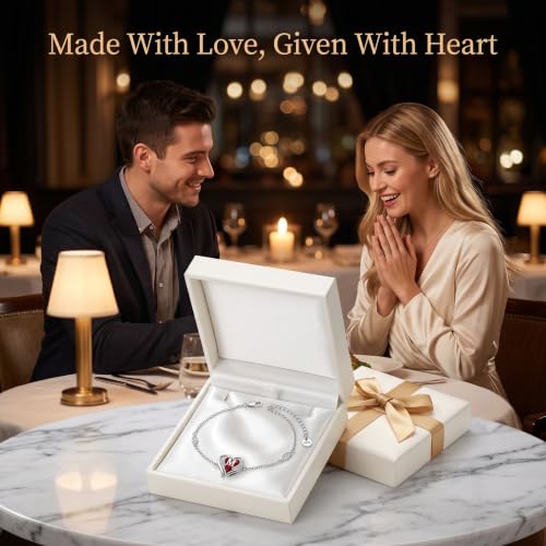 Initial Bracelet for Women 925 Sterling Silver Heart Angel Wings Initial Bracelet Anniversary Birthday Mothers Day Jewelry for Mom Her Wife - color: M