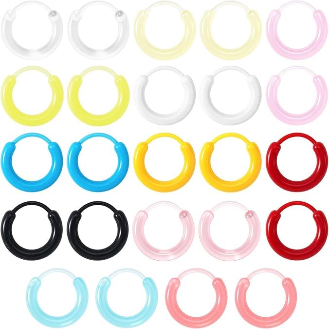Colorful Resin Hoop Earrings 12 Pcs Plastic Earrings for Sensitive Ears