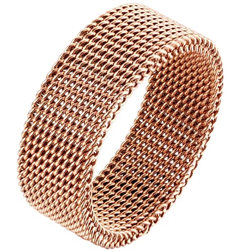 Jude Jewelers 8mm Stainless Steel Wire Mesh Simple Plain Wedding Band Ring - color: Rose Gold