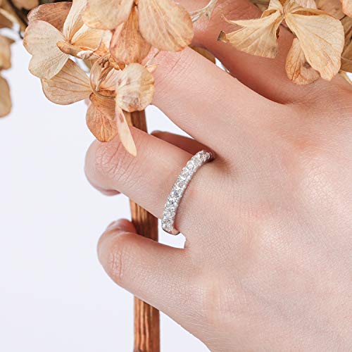EAMTI CZ Wedding Band for Women 925 Sterling Silver Half Eternity Stackable Ring Size 3-13 - color: Sterling Silver-3mm