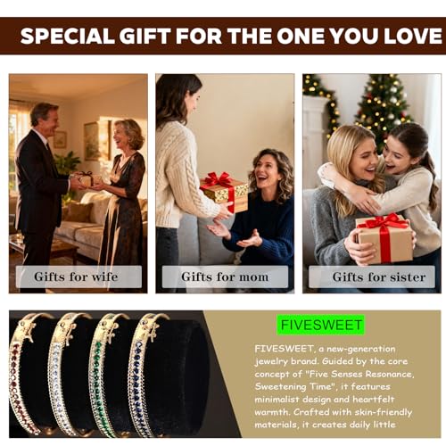 AAA Cubic Zirconia Gold Bangle Bracelet for Women | 18K Gold Plated Fully Paved With Sparkling Cubic Zirconia, Minimalist Luxury Unique Statement Jewelry, Anti-Oxidation - color: Clear