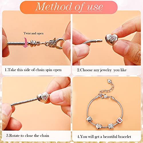 Hicarer 27Pcs Snake Chain Bracelet Charm Bracelets - size: 6.3 Inch