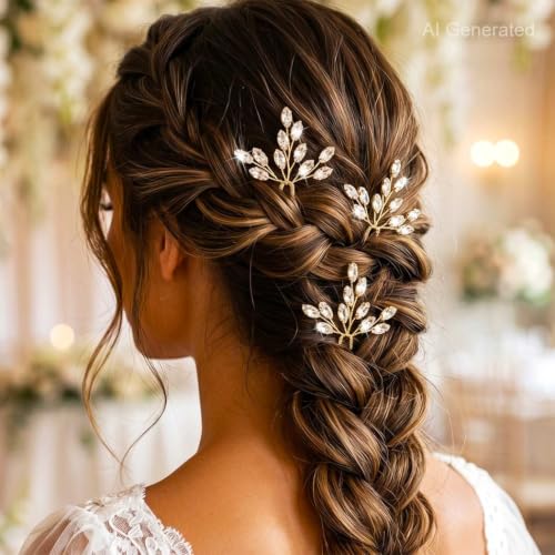 Heread Crystal Bride Wedding Hair Pins Rhinstones Bridal Hair Accessories Head Piece for Women and Girls (Pack of 3) (C Gold) - color: C Gold