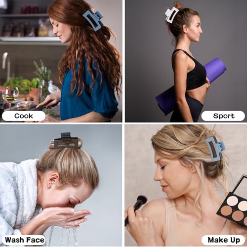 Sisiaipu 12 Pcs Medium Hair Clips, 3.5 Inch Square Claw Clips for Thick and Thin Hair - Blue - color: Blue